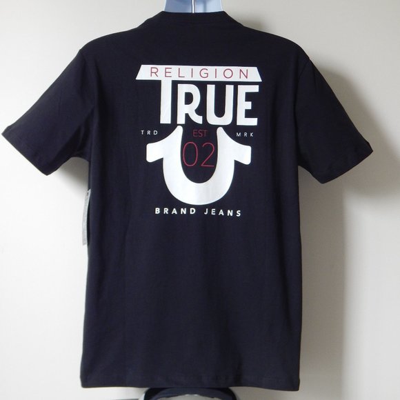 TRUE RELIGION CREW LOGO GRAPHIC BLACK T SHIRT - Picture 3 of 4